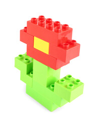 Naklejka premium Flower made of toy building blocks on white background