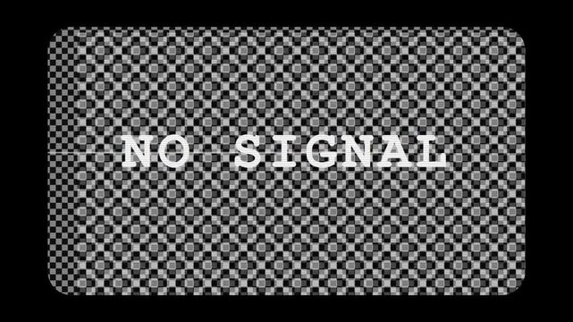 Vintage Television No Signal Glitch Screen with Retro Checkered Pattern and Digital Static Effects