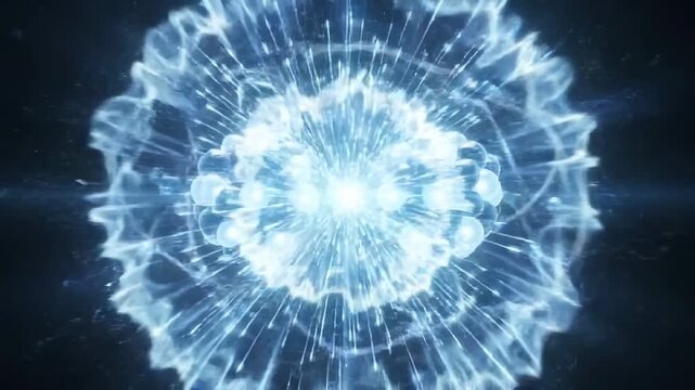 Nuclear fission animation showing atomic nucleus splitting apart