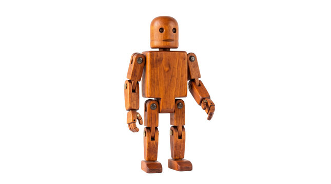 Wooden Articulated Mannequin Toy with Movable Limbs and Joints PNG Isolated on transparent background