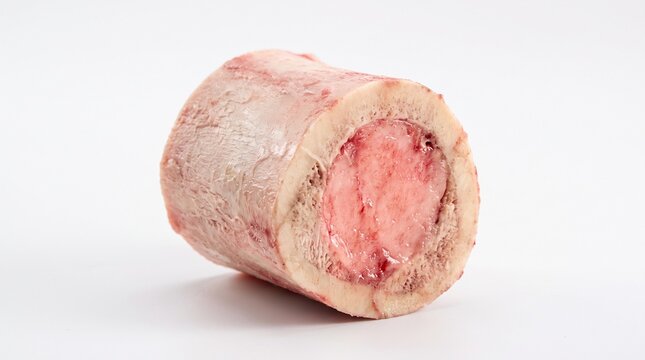 Fresh Raw Beef Bone with Marrow Isolated on White