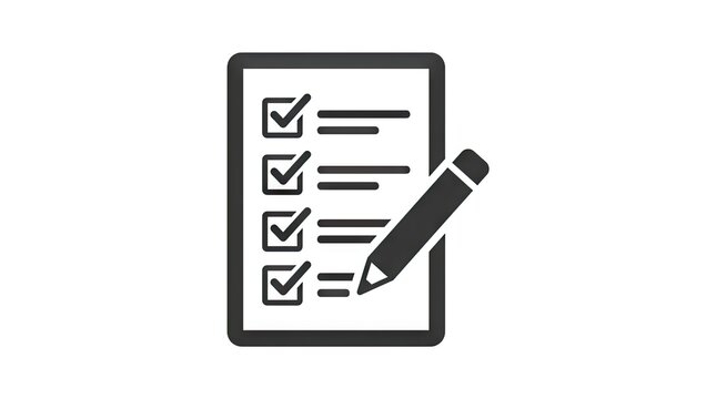Checklist document icon with pencil for task management.