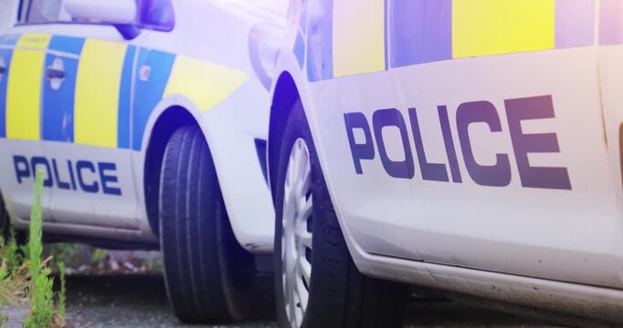 Police car &ndash; UK emergency services police force vehicles featuring law enforcement cop cars in response to an incident from team at local police station.