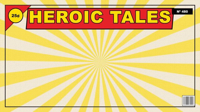 Vintage comic book style background with sunburst design.