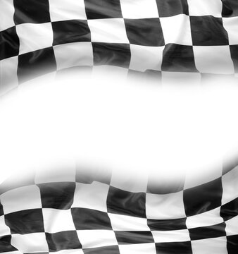 Checkered racing flag on white