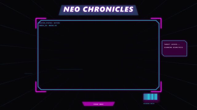 Futuristic neon frame for video game or streaming overlay.