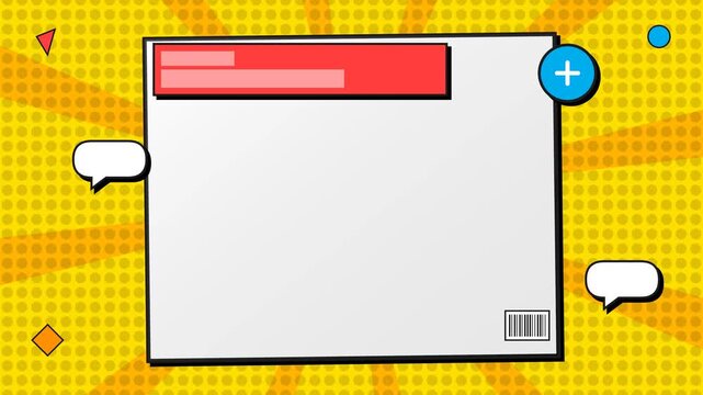Colorful comic book style frame with speech bubbles on vibrant background.