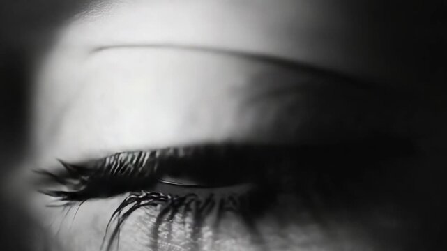 Mysterious close-up of human eye with captivating pupil.