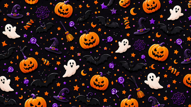 Halloween Pumpkin Bat Pattern