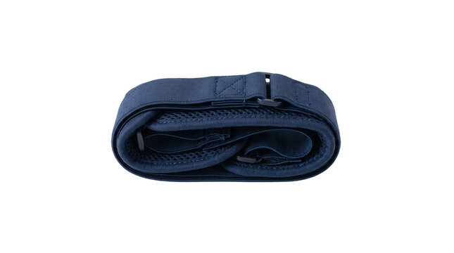 Dark Blue Fabric Strap with Buckles Folded and Rolled PNG Isolated on transparent background