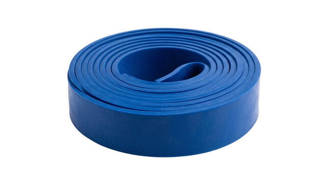 Blue resistance band coiled for fitness and exercise PNG Isolated on transparent background