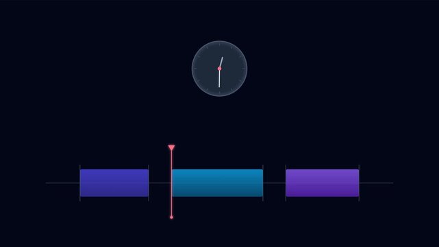 Abstract Motion Graphics of Project Timeline and Clock Illustrating Time Management and Workflow