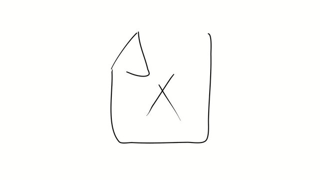 Refusal, unexecuted document, revision work, non-execution. Contour drawing, silhouett animation. Continuous line. Isolated on white. Video 4k object illustration self-drawing. Object construction. Mi