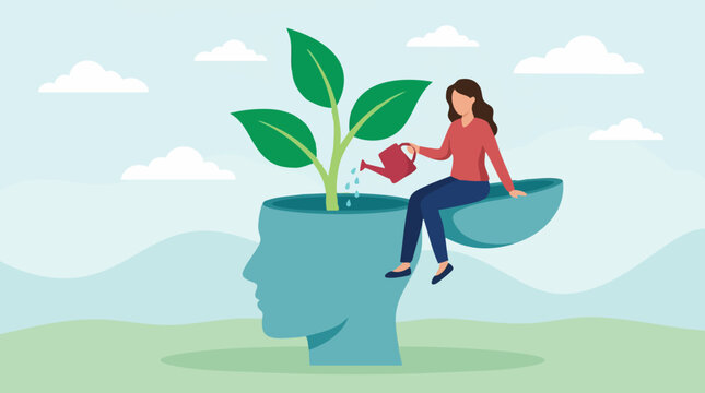 Nurturing mental growth and personal development concept illustration