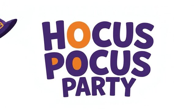 Pocus hocus halloween text typography concept on white background an purple