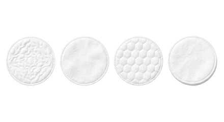 Set of soft textured round cotton pads for beauty and cosmetic skincare © PNG Lab