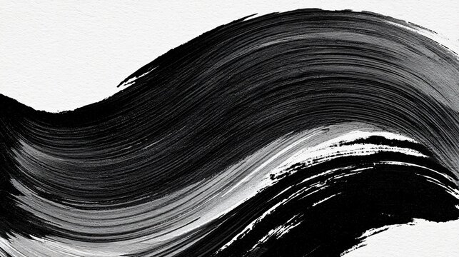 Textured Abstract Black Ink Brush Stroke Background