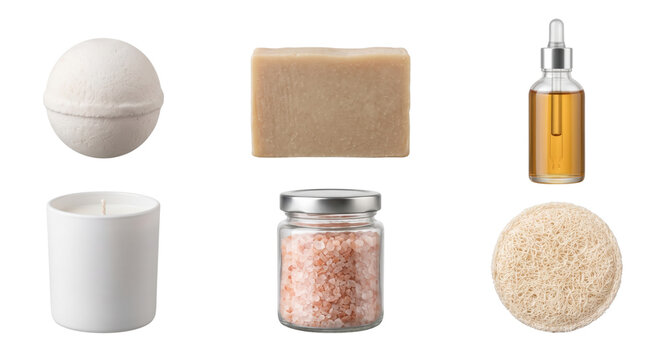 Set of natural eco friendly bath and body care products with essential oil