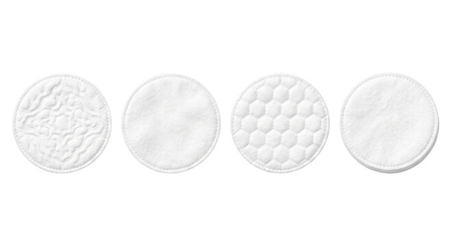 Set of soft textured round cotton pads for beauty and cosmetic skincare
