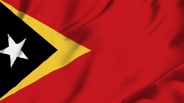 Timor Leste flag loop animation with fabric texture, seamless waving background