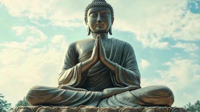 Large stone Buddha statue in meditation pose