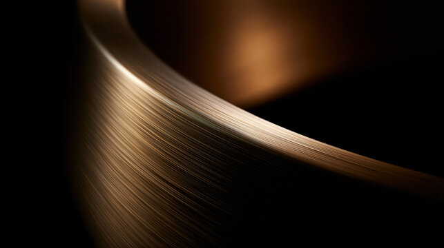 Brushed Bronze Metal Curve Texture in Macro Close-Up