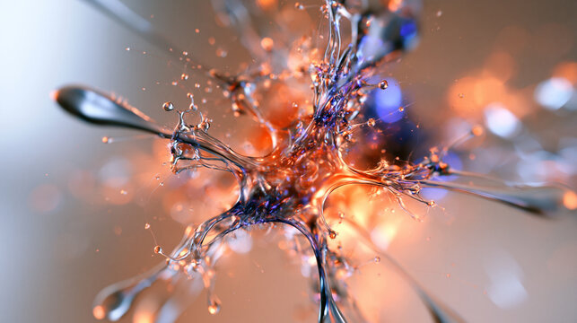 Abstract Glowing Neuron Cell and Neural Network Synapse