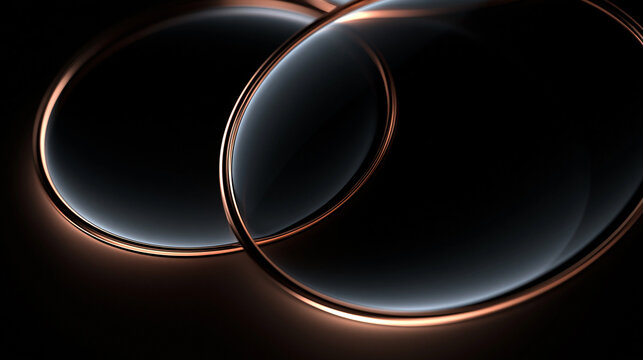 Abstract Metallic Glowing Rings on Dark Background