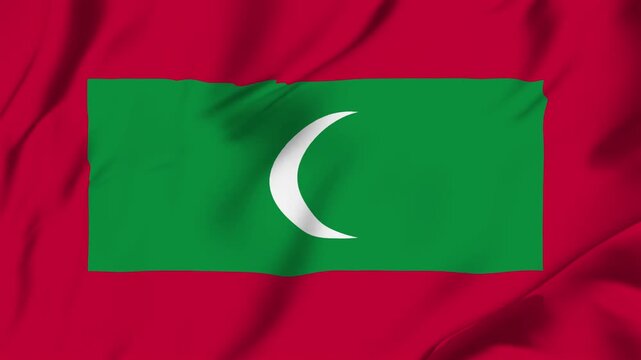 Maldives flag loop animation with fabric texture, seamless waving background