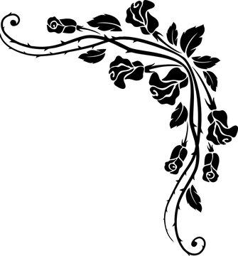Flourish corner frame, scroll or border with roses