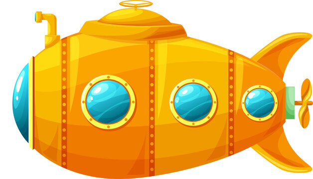 Underwater submarine with periscope in deep ocean