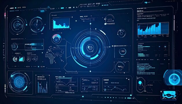 Futuristic HUD Display with Data Visualization