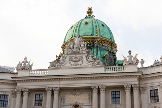 Ornate Green Dome of Hofburg Palace in Vienna, Austria