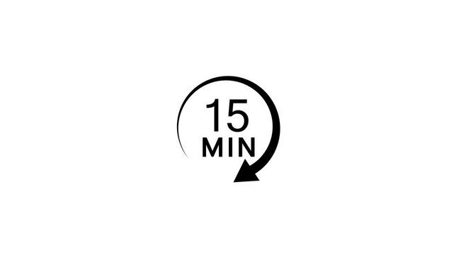 15 minute timer animation, minimalist countdown clock for presentations and ui 15 minutes