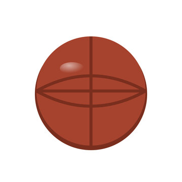 Flat design terracotta brick red basketball ball icon simple sports equipment illustration for game and recreation graphics