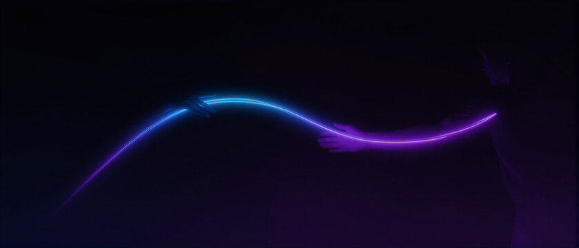Connecting Hearts in Neon Glow