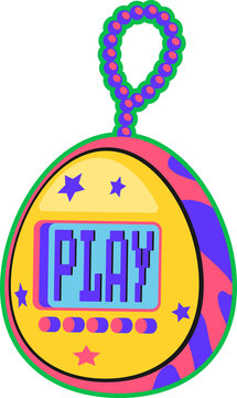 Egg watch game Y2K groovy sticker or funky symbol