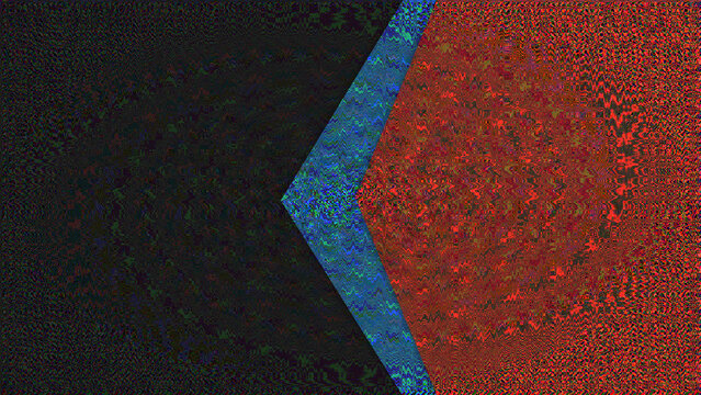 Blue abstract pixel art border on brown background