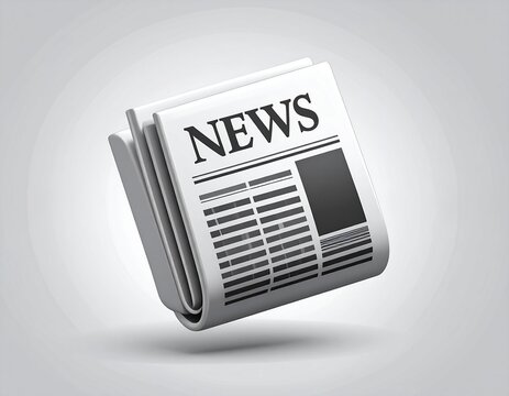 Small folded newspaper 3D icon symbol for news and media with newspaper journalism information