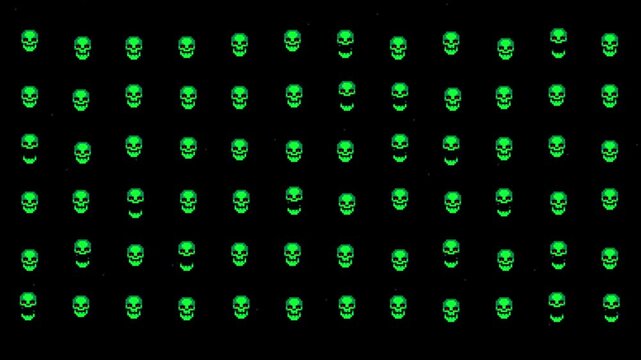 Cute and funny pixel art style human skulls animation
