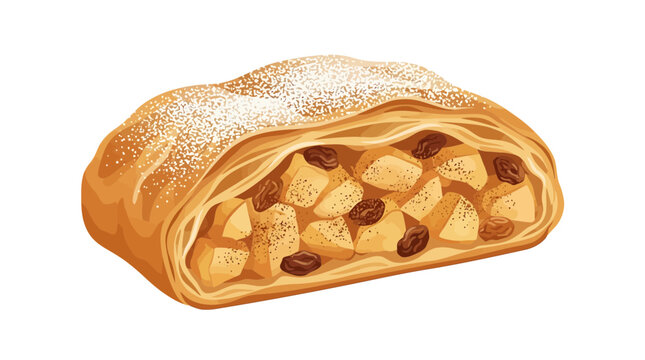 Isolated Baked Apple Pastry with Raisins