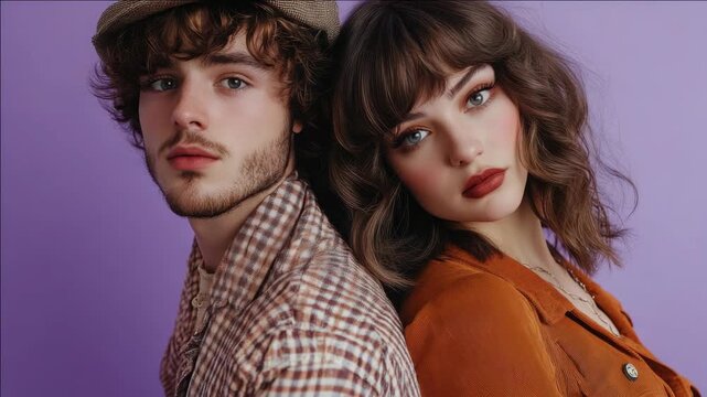Stylish young man and woman striking a pose for the camera