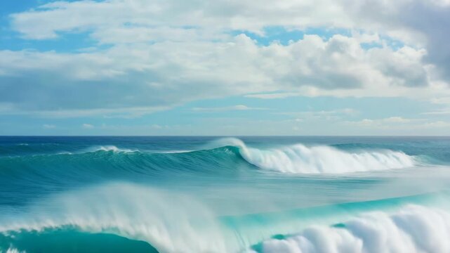 A stunning of a large wave crashing in the ocean.