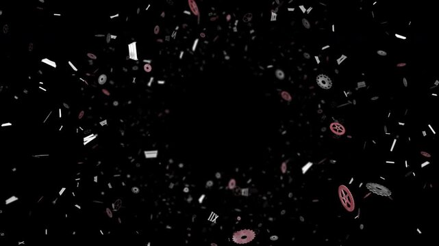 Pieces of Clock Technology Endless Animation, Background, on Alpha Channel Loop
