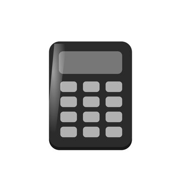Modern black calculator icon with grey display and keypad buttons for finance accounting and business math design