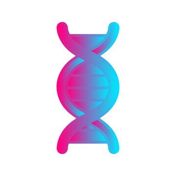DNA helix icon with pink blue gradient isolated on transparent background