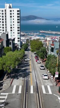 Hyde Street In San Francisco California United States. Birds Eye View Of Stunning Cityscape With Streets And Buildings. Cities Of The World. Landmark Cityscape. San Francisco California.