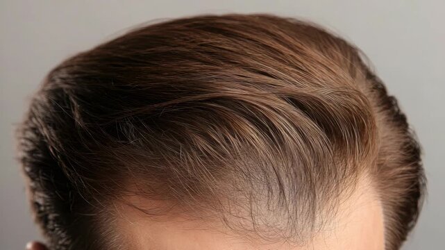 Close-up of a man's forehead with a receding hairline.