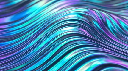 Fototapeta premium Abstract Iridescent Wavy Metallic Surface Background