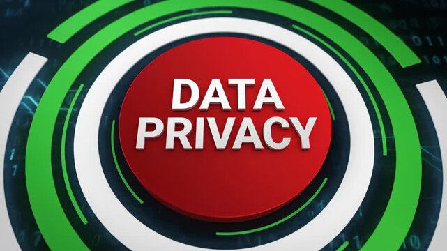 Data Privacy red button on digital circuit board background
